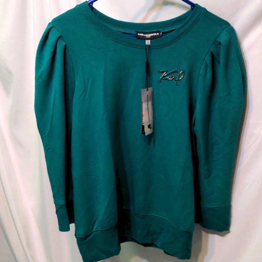Karl Lagerfeld Paris green Pullover blouse new with tags size small
